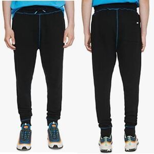 NWT Eleven Paris Men’s Exposed Seam Fleece Joggers Black W/Dresden Blue size S